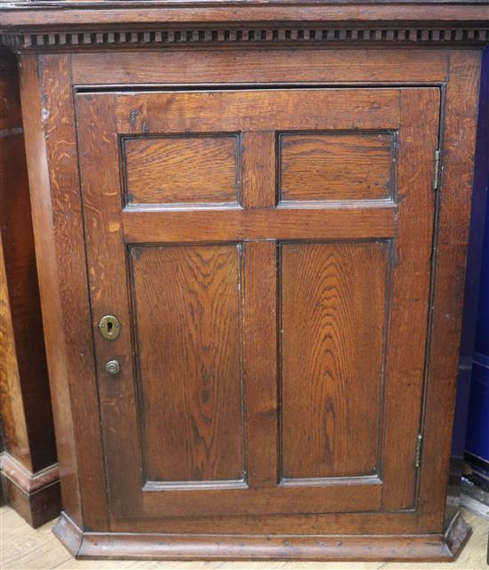 An oak corner cupboard, H.92cm